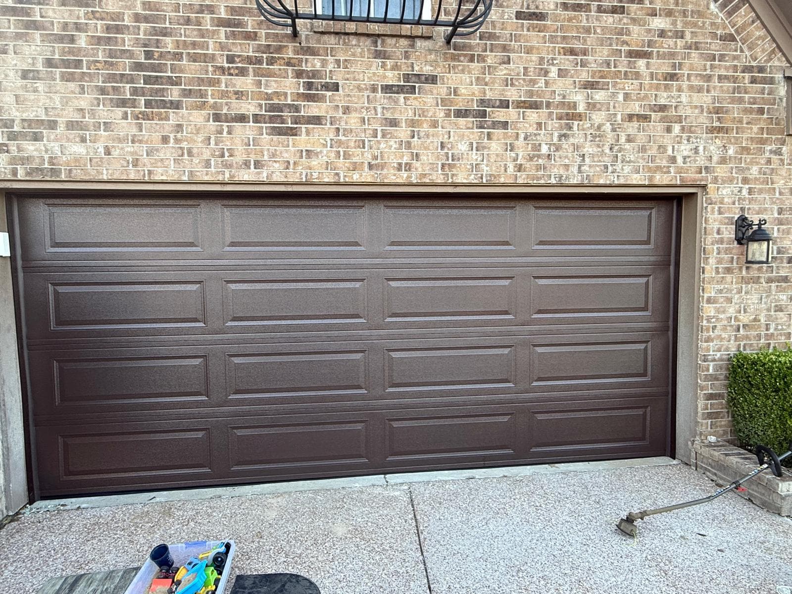 Brown classic long-panel garage door
