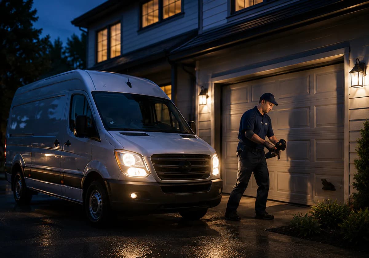 Garage door service technician available for scheduled appointments